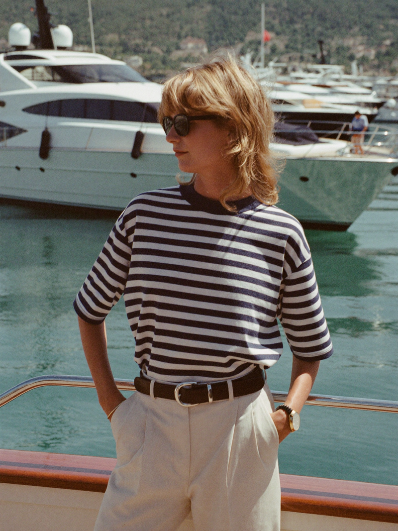 Woman at yacht marina
